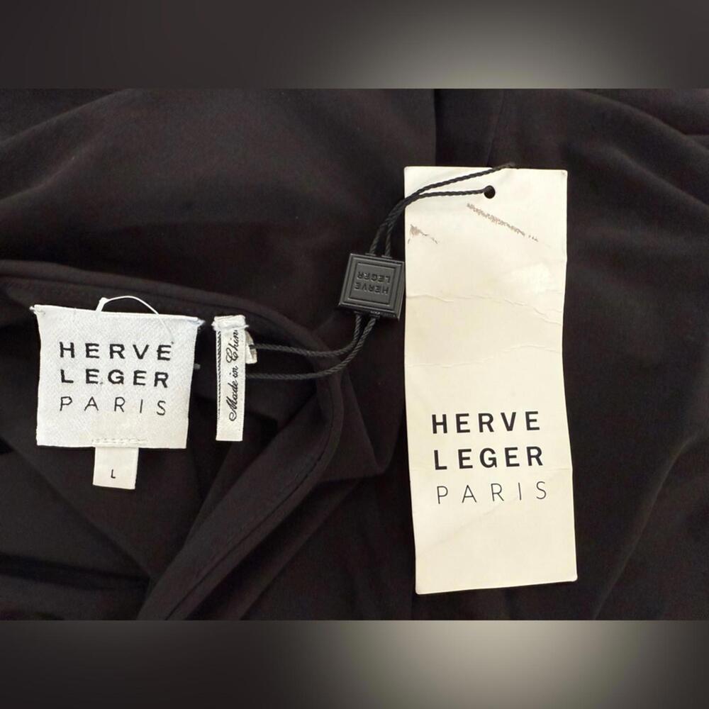 NWT HERVÉ LÉGER | SZ L | One-shoulder Ruched Stretch-jersey Midi Dress $590 - Picture 9 of 9